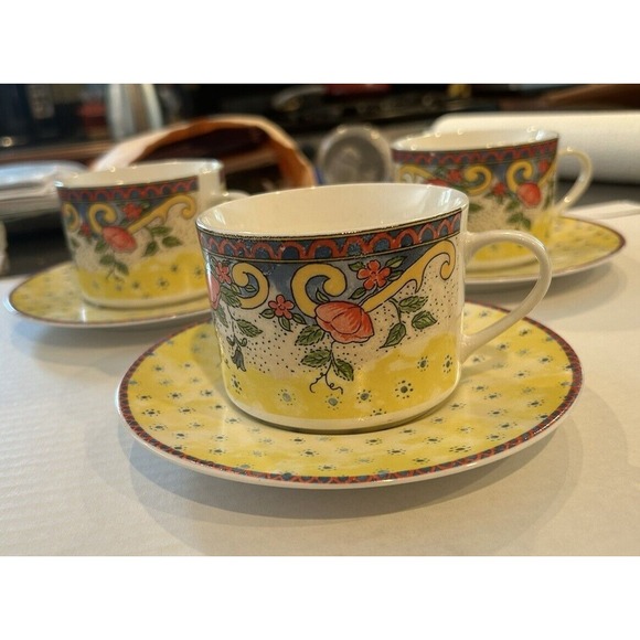 American Atelier Petite Provence‎ Cup & Saucer set of 3 - Picture 1 of 8